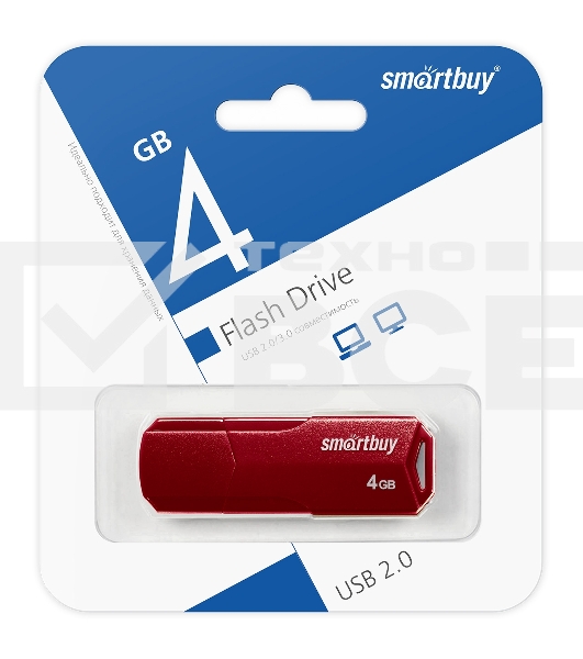 Флеш диск SmartBuy 4GB CLUE Burgundy (SB4GBCLU-BG)