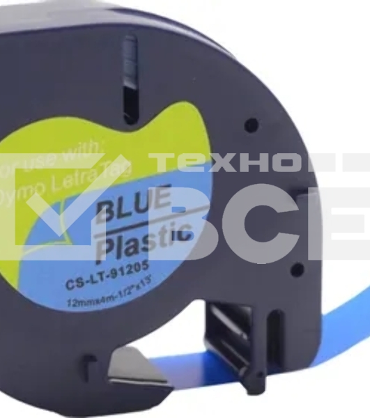 Картридж ленточный Cactus CS-LT-91205 черный шрифт, синий фон (12 мм, 4 м) для Dymo Letra Tag LT-100H