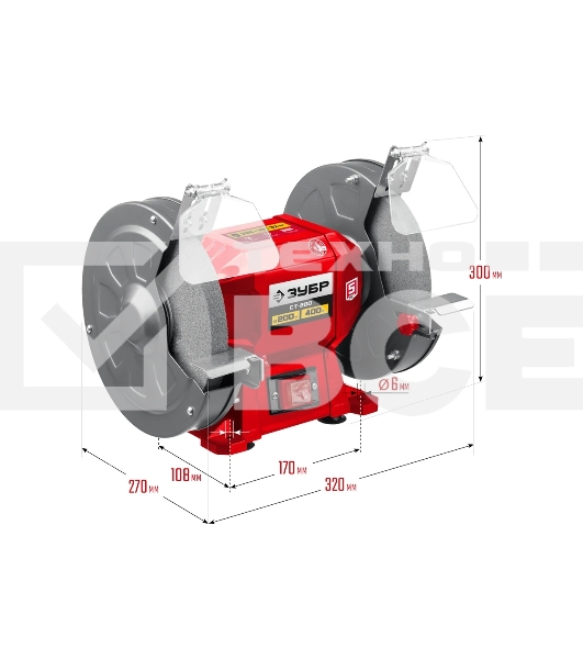Заточной станок Зубр, d200 мм, 400 Вт, СТ-200