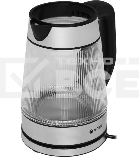Чайник электрический Vitek VT-7017, 1.8л, 2200Вт, прозрачный, корпус: стекло