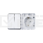 Блок ОП AtlasDesign Profi54 розетка 16А 250В с заземл. защ. шторки + 2-кл. выключатель 10А IP54 бел. SchE, фото2