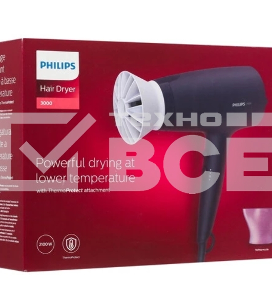 Фен Philips BHD340/10 фиолетовый, 2100 Вт