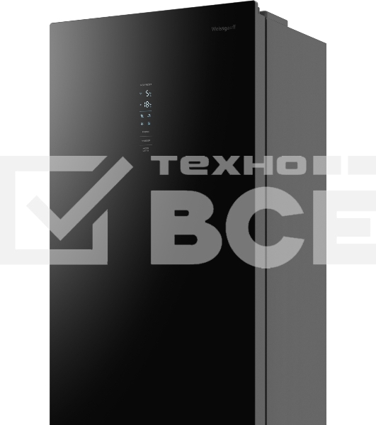 Холодильник Weissgauff WRK 2000 Total NoFrost Inverter черный стекло двухкамерный 240/95л морозилка снизу