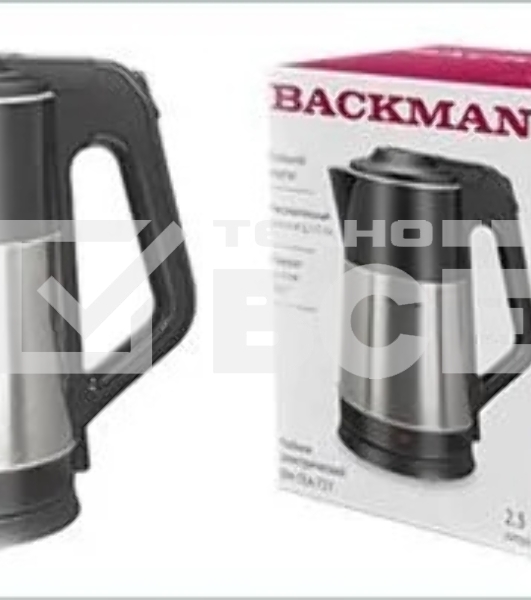 Чайник электрический BACKMAN BM-TEA 727 2,3 л, 2200 Вт, серебристый/черный