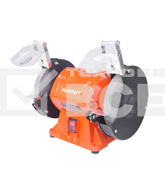 Станок заточной PATRIOT Expert GM 150 P, 375Вт, 2980об/мин, 150мм диск, A36/A60 зерн, посадочный 12.7мм, асинхронный, адаптер на круги 32 мм