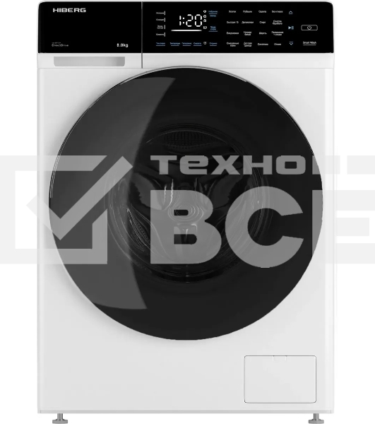 Стиральная машина HIBERG i-DDQ9-812 W белый, загр. фронтальная макс.: 8 кг 1200 об/мин класс: А+++