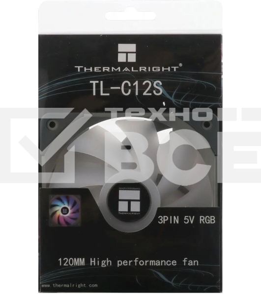 Вентилятор для корпуса Thermalright TL-C12S черный, 120 мм, 1500 об/мин, 25.6 дБ, 4 pin