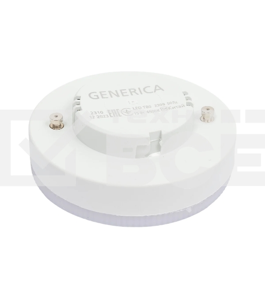 Лампа светодиодная GENERICA LL-T80-15-230-65-GX53-G T80 15Вт таблетка 6500К GX53 230В