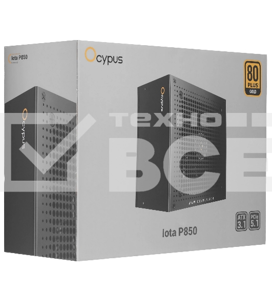 Блок питания 850W Ocypus Iota P850 (ATX, 80 PLUS Gold, APFC, 20+4 pin, 120мм fan, PCI-E 6+2Px3, 8xSATA) (Iota-P850-G1FFBK024X-EU)