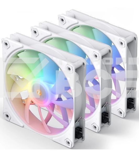 Вентилятор для корпуса JONSBO ZF-120W (120x120x25мм, 4-pin PWM, ARGb, 61.0CFM, 28.9dBA, 1500RPM, белый, 3pcs)