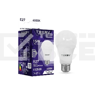 Лампа светодиодная TOKOV ELECTRIC 15Вт А60 4000К Е27 176-264В