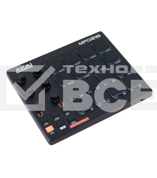 Контроллер MIDI AKAI MPD218 черный, 16 пэдов, 6 энкодеров, USB-B