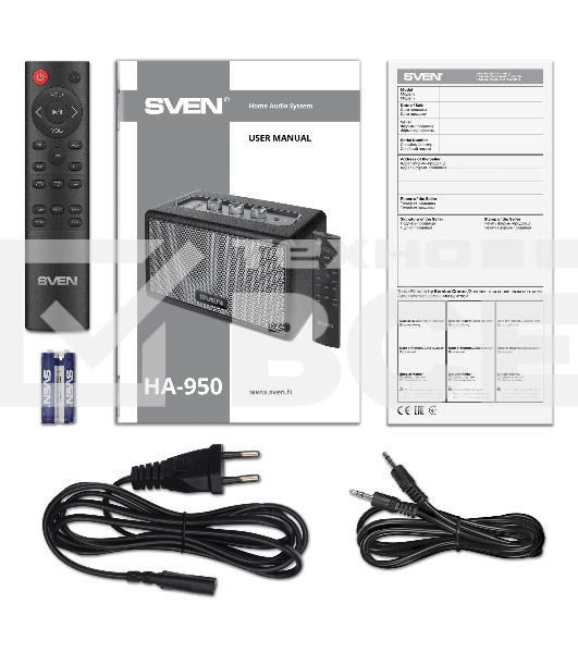 Аудиосистема SVEN HA-950, черный, МДФ, эко-кожа (60 Вт, Bluetooth, USB, Micro SD, пульт)