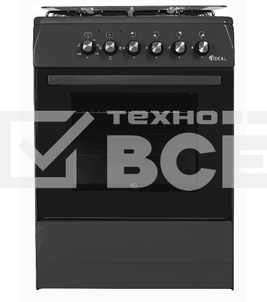 Плита комбинированная IDEAL L 110 черный, конфорок 4 газовых, духовка 65 л, 60 см x 85 см x 60 см