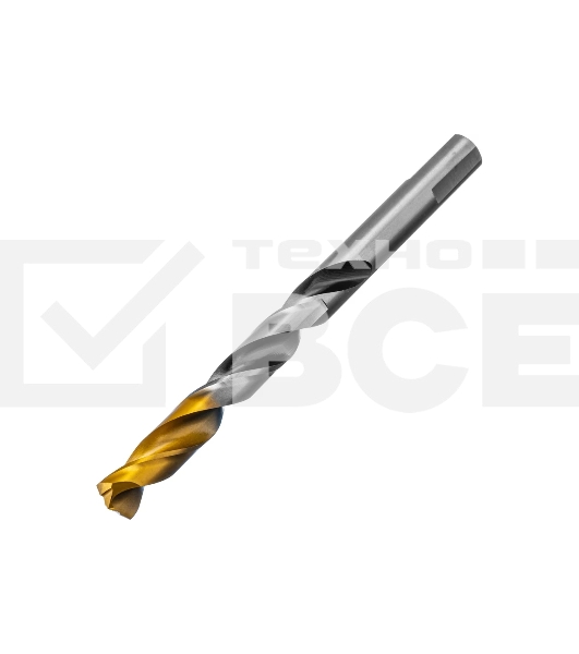 Сверло спиральное по металлу Denzel 11 x 142мм, Р6М5, Golden Tip, многогранная заточка