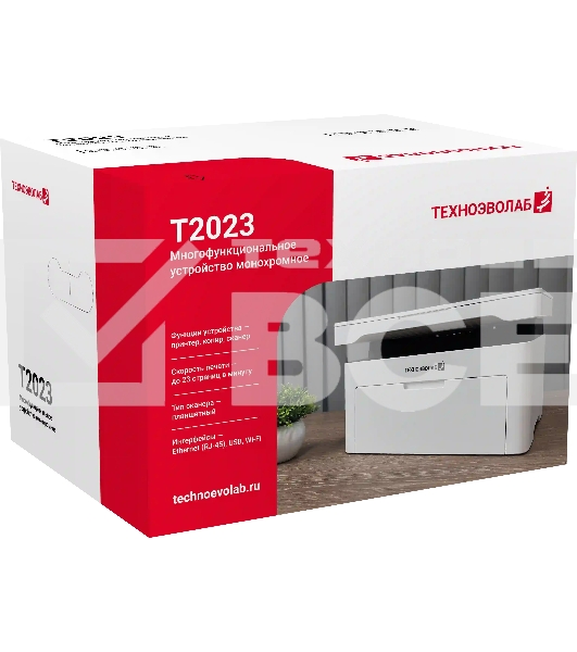 МФУ лазерное Техноэволаб T2023 МФУ, до 23 стр/мин, A4, USB/Ethernet и Wi-Fi, лоток подачи 150 листов, 220В (T2023nw)