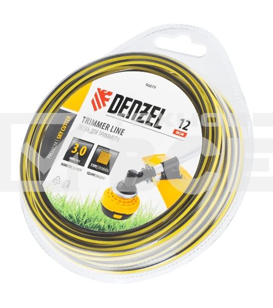 Леска для триммера Denzel двухкомпонентная квадратная, 3,0 мм х 12 м, блистер SkyCutter