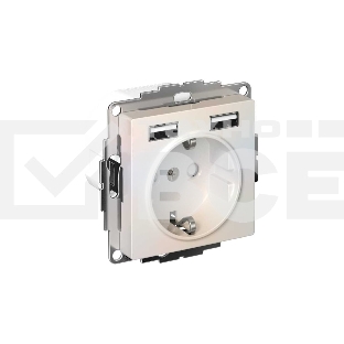 Розетка SE AtlasDesign Жемчуг SO + USB A+A, 5В/2,4А, 2х5В/1,2А, механизм