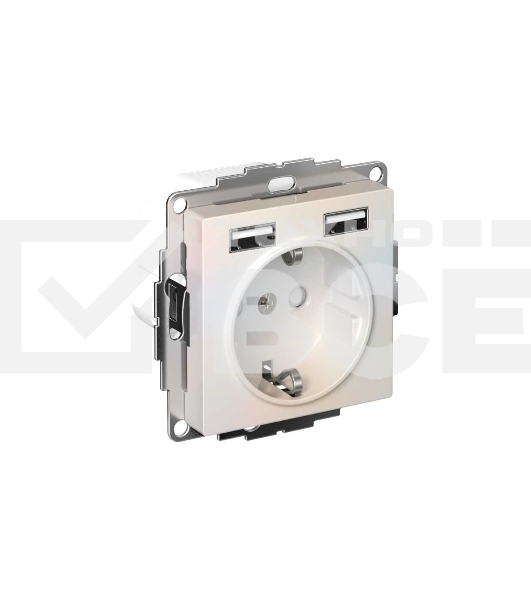 Розетка SE AtlasDesign Жемчуг SO + USB A+A, 5В/2,4А, 2х5В/1,2А, механизм