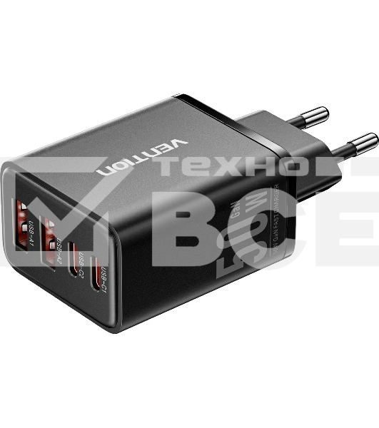 Сетевое зарядное устройство Vention на 4 порта GaN 50W USB (C+C+A+A) Черный