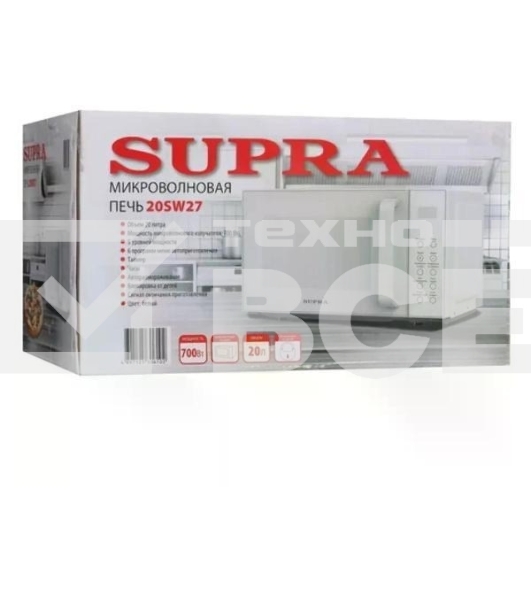 Микроволновая печь SUPRA 20SW27 белый, 20 л, 700 Вт, переключатели - сенсор