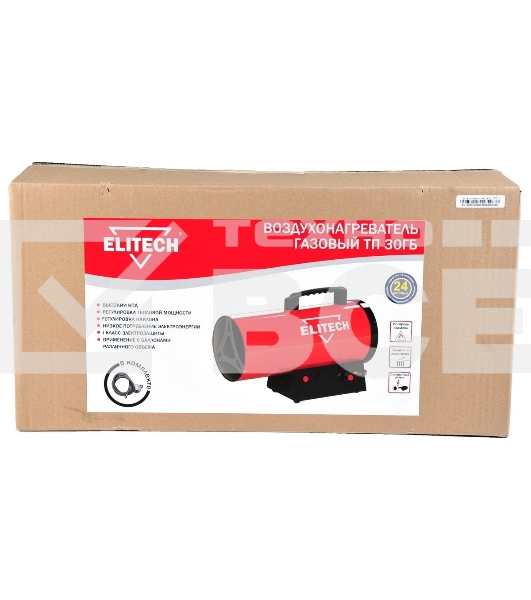 Тепловая пушка газовая Elitech ТП 30ГБ 30000Вт красный/черный