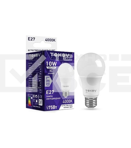 Лампа светодиодная TOKOV ELECTRIC TKE-A60-E27-10-4K 10 Вт А60 4000К Е27 176-264В