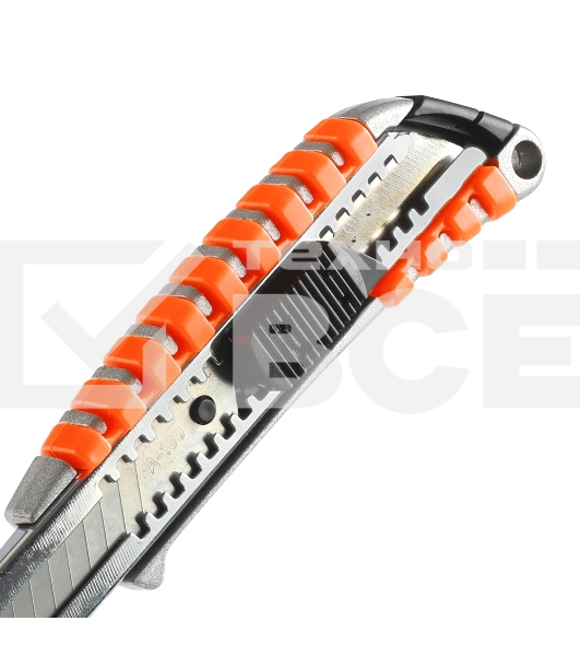 Нож строительный PATRIOT CKP-183, с выдвижным сегментированным лезвием, автофиксатор, двухкомпонентный алюминиевый корпус, 18мм