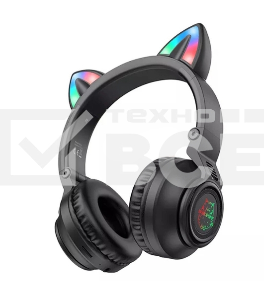 Беспроводные/проводные наушники Borofone BO18 черный, накладные, Bluetooth + проводной, складная конструкция, до 7 ч