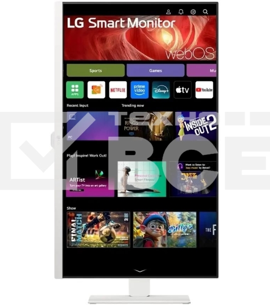 Монитор 31.5' LG 32U850SA-W IPS 3840x2160, 60 Гц, 5 мс, 16:9, 400 кд/м², 2xHDMI 2.0, USB-C (90 Вт), USB Hub (3x USB 3.0), 3.5 Jack, HDR10, динамики (2x5 Вт), веб-камера, Smart TV (webOS 24), Wi-Fi, Bluetooth, VESA 100x100, белый