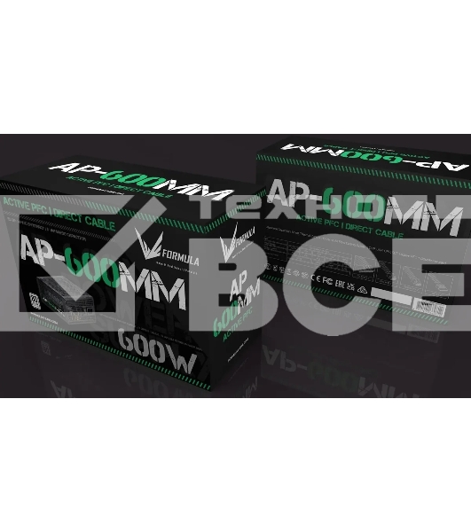 Блок питания Aerocool / Formula ATX 600W AP-600ММ 80 PLUS WHITE (20+4pin) APFC 120mm fan 6xSATA RTL