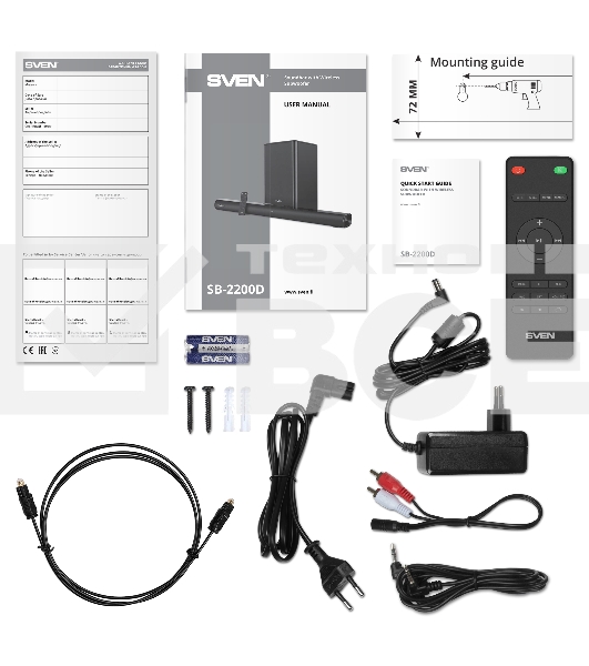 Саундбар Sven SB-2200D черный (2 x 60W, Bluetooth сабвуфер 180W, пульт ДУ, LED-дисплей, HDMI, USB)