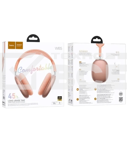 Наушники накладные Hoco W65 оранжевый беспроводные bluetooth оголовье (50380)