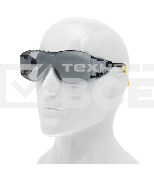 Очки защитные Denzel открытые, поликарбонатные, увеличенная дымчатая линза, регулируемые дужки