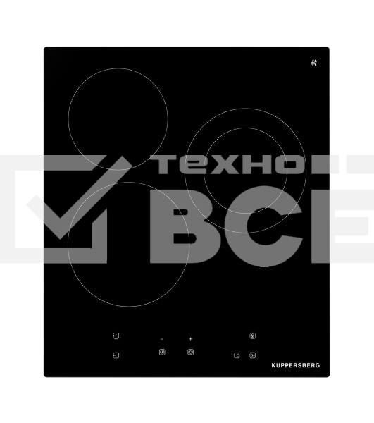 Варочная поверхность Kuppersberg, Hi-Light, High-Tech, 45 см, сенсорное управление, прямые края, таймер, автоматическое отключение, индикация остаточного тепла, цвет черный