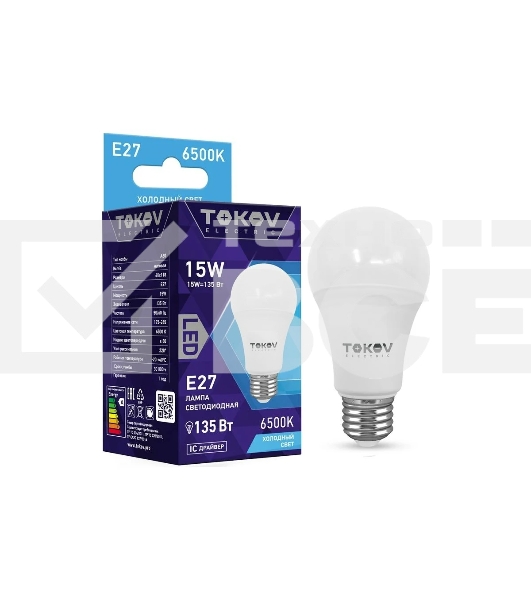 Лампа светодиодная TOKOV ELECTRIC 15Вт А60 6500К Е27 176-264В