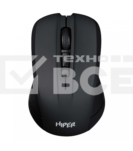 Мышь беспроводная HIPER HOMW-101, 1000-1600 dpi, оптический, 4 кнопки, Soft-touch покрытие, USB-приемник, 2,4 ГГц, батарея 1хАА, черный (HOMW-101)