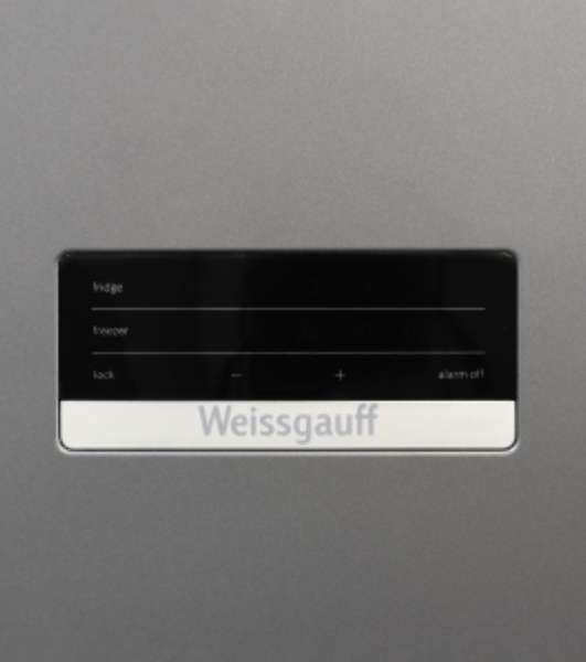 Холодильник Weissgauff CBN2WB1C2 INVERTER тёмно-серый двухкамерный 280/108л морозилка снизу, No Frost