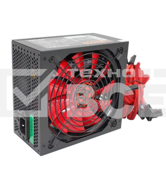 Блок питания Ginzzu PC600 (Red), 600Вт, 80 PLUS, 140мм, черный (Red)