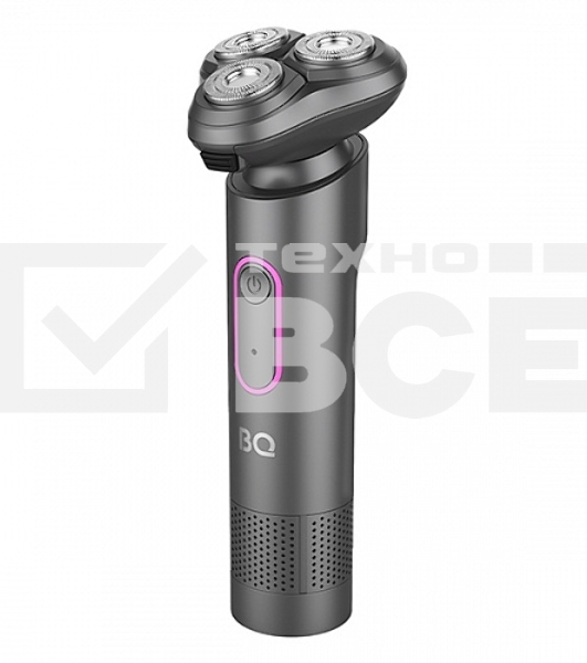 Электробритва BQ SV1008 Gray-Pink. Мощность 5 Вт/Время зарядки 90 минут/Время беспроводной работы 90 минут/Влагозащита IPX6/Электропитание 110-240 В, 50-60 Гц/Ротационная головка бритвы/Мощный мотор/Индикатор заряда батареи/Портативная база для подзарядки