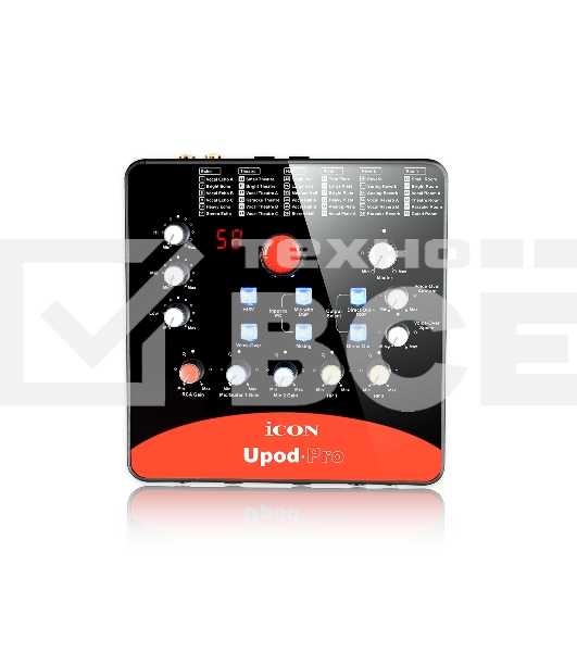 Аудиоинтерфейс USB Icon UPod Pro 72 DSP эффекта, АЦП/ЦАП: 16 бит/48 кГц, 22-20000 Гц, 90 дБ, S/N: -90 дБ, THD+N: 0,0061%, 2xCombo XLR/TRS, 1/4
