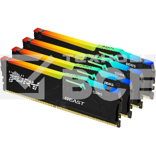 Оперативная память Kingston Fury Beast, DDR5, 128GB (4x32 GB), 5200 MHz, CL40, DIMM, с радиатором, RGB, чёрный