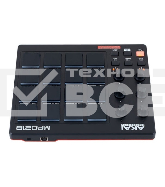 Контроллер MIDI AKAI MPD218 черный, 16 пэдов, 6 энкодеров, USB-B