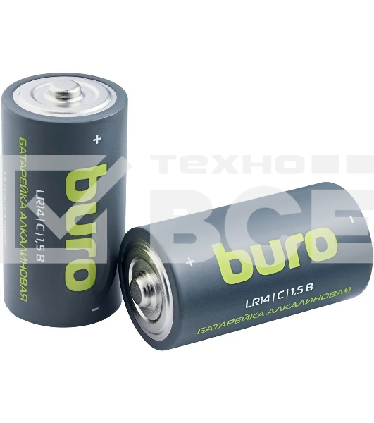 Батарея Buro Alkaline LR14 C 7500mAh (2шт) блистер, 1.5 В