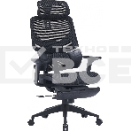 Кресло компьютерное Cactus CS-CHR-MC01-BK черный, сетка, эко.кожа, с подголов. крестов. пластик, фото 1