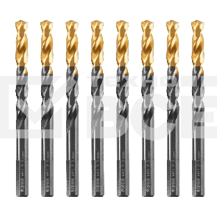 Сверло по металлу Denzel 8,5 мм, HSS-Tin, Golden Tip, 8 шт.