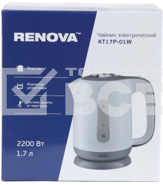 Чайник электрический Renova KT17P-01W Пластик