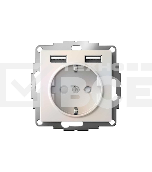 Розетка SE AtlasDesign Жемчуг SO + USB A+A, 5В/2,4А, 2х5В/1,2А, механизм