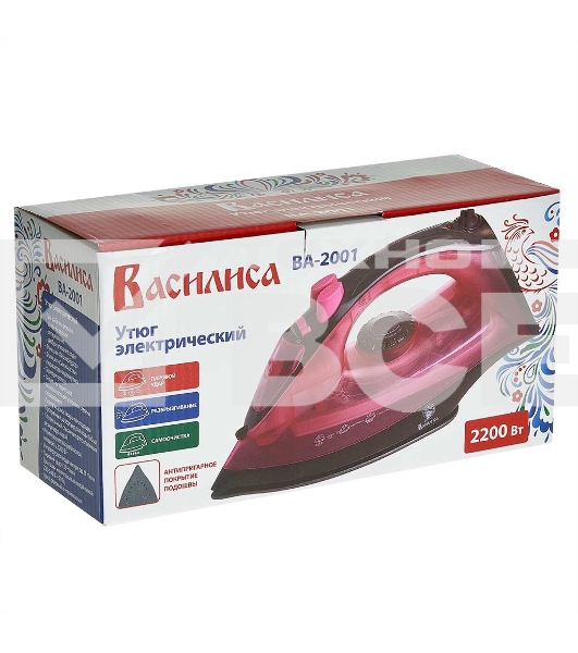 Утюг ВАСИЛИСА ВА-2001 розовый с корич., 2200 Вт