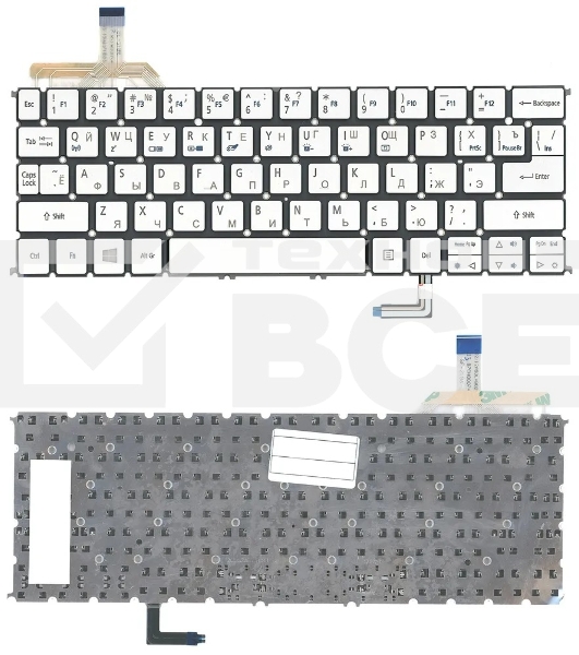 Клавиатура для ноутбука Acer Aspire S7-191 серебристая с подсветкой